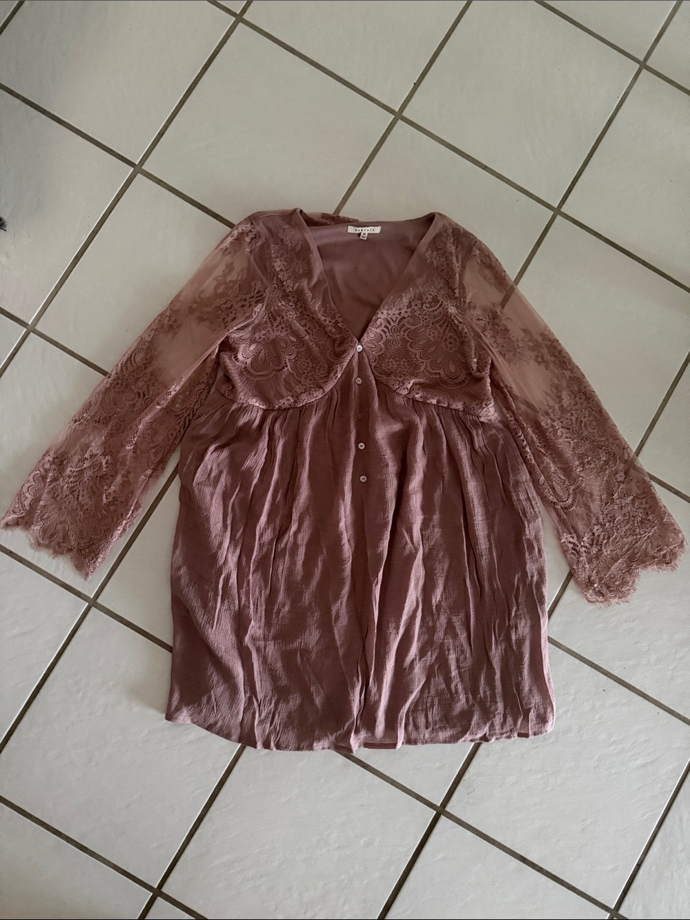 Silky Lace-Trim Mauve Women's dress
